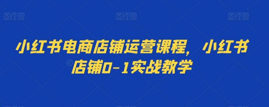 小红书电商店铺运营课程，小红书店铺0-1实战教学-韬哥副业项目资源网