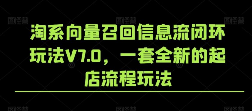 淘系向量召回信息流闭环玩法V7.0，一套全新的起店流程玩法-韬哥副业项目资源网