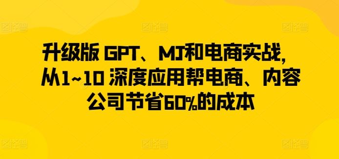 升级版 GPT、MJ和电商实战，从1~10 深度应用帮电商、内容公司节省60%的成本-韬哥副业项目资源网