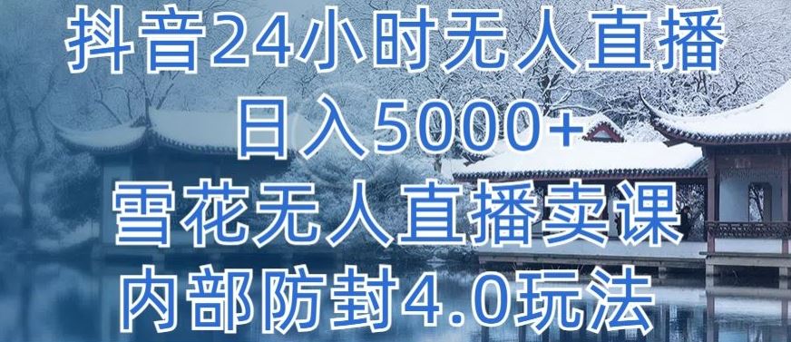 抖音24小时无人直播 日入5000+，雪花无人直播卖课，内部防封4.0玩法【揭秘】-韬哥副业项目资源网