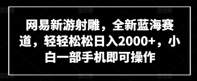 网易新游射雕，全新蓝海赛道，轻轻松松日入2000+，小白一部手机即可操作【揭秘】-韬哥副业项目资源网