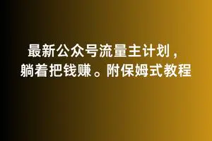 2月最新公众号流量主计划，躺着把钱赚，附保姆式教程【揭秘】-韬哥副业项目资源网