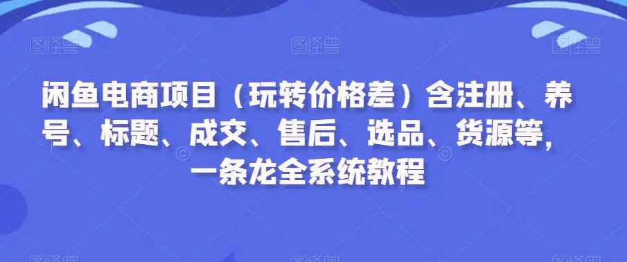 闲鱼电商项目（玩转价格差）含注册、养号、标题、成交、售后、选品、货源等，一条龙全系统教程-韬哥副业项目资源网