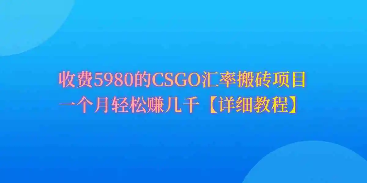 （9776期）CSGO装备搬砖，月综合收益率高达60%，你也可以！-韬哥副业项目资源网