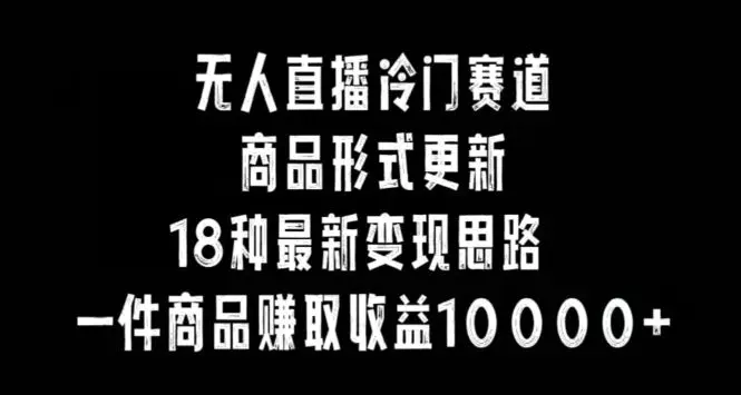 无人直播冷门赛道，商品形式更新，18种变现思路，一件商品赚取收益10000+【揭秘】-韬哥副业项目资源网