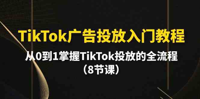 TikTok广告投放入门教程，从0到1掌握TikTok投放的全流程（8节课）-韬哥副业项目资源网