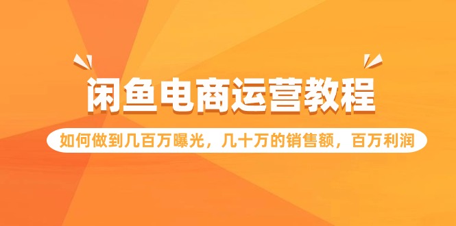 闲鱼电商运营教程：如何做到几百万曝光，几十万的销售额，百万利润-韬哥副业项目资源网