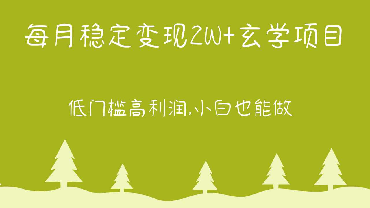 每月稳定变现2W+玄学项目，低门槛高利润,小白也能做 教程+详解-韬哥副业项目资源网