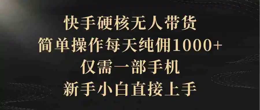 （9861期）快手硬核无人带货，简单操作每天纯佣1000+,仅需一部手机，新手小白直接上手-韬哥副业项目资源网