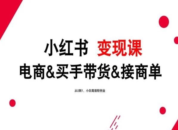 2024年最新小红书变现课，电商&买手带货&接商单，从0到1，小白高效轻创业-韬哥副业项目资源网