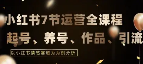 7节小红书运营实战全教程，结合最新情感赛道，打通小红书运营全流程【揭秘】-韬哥副业项目资源网