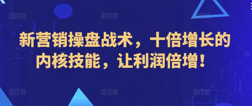 新营销操盘战术，十倍增长的内核技能，让利润倍增！-韬哥副业项目资源网