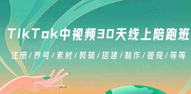 TikTok中视频30天线上陪跑班：注册/养号/素材/剪辑/搭建/制作/提现/等等-韬哥副业项目资源网