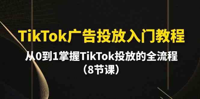 （10085期）TikTok广告投放入门教程，从0到1掌握TikTok投放的全流程（8节课）-韬哥副业项目资源网