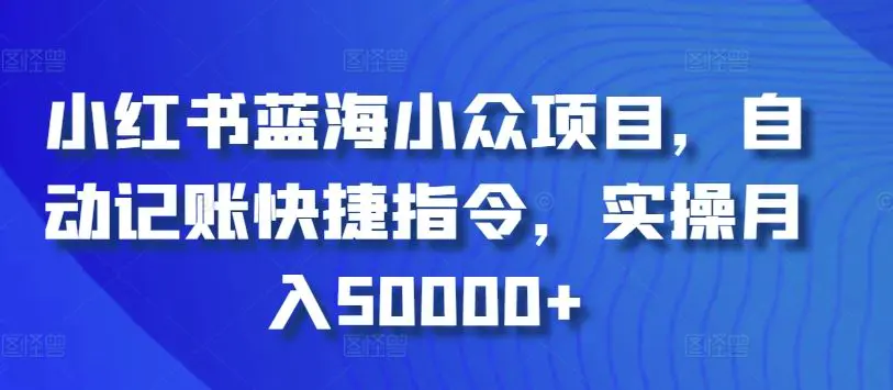 小红书蓝海小众项目，自动记账快捷指令，实操月入50000+【揭秘】-韬哥副业项目资源网