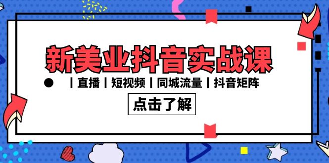 新美业抖音实战课丨直播丨短视频丨同城流量丨抖音矩阵（30节课）-韬哥副业项目资源网