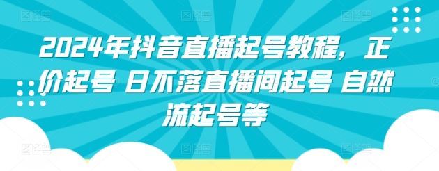 2024年抖音直播起号教程，正价起号 日不落直播间起号 自然流起号等-韬哥副业项目资源网