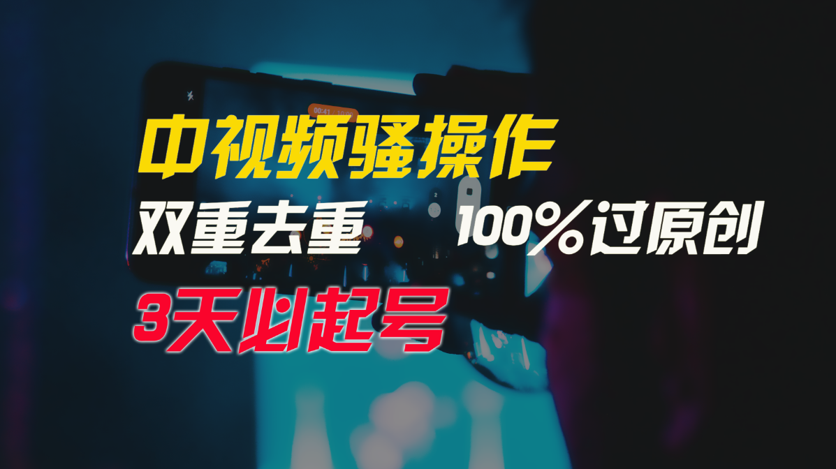 中视频骚操作，双重去重100%过原创，3天比必起号，简单无脑，月入3W+-韬哥副业项目资源网