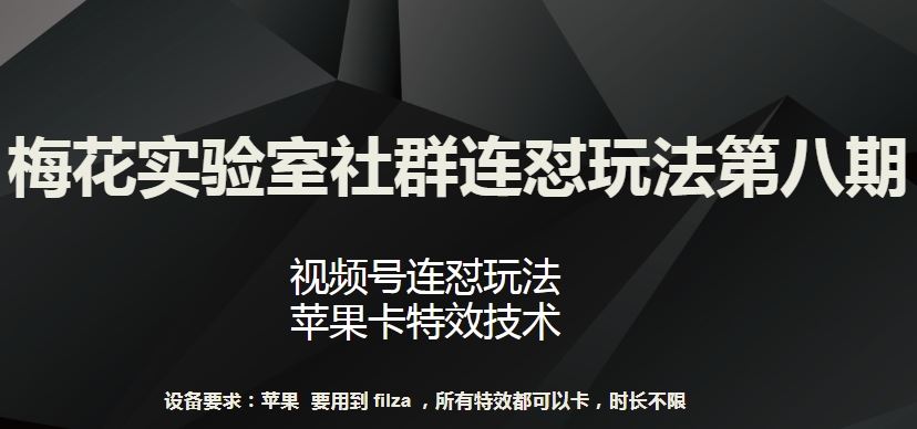 梅花实验室社群连怼玩法第八期，视频号连怼玩法 苹果卡特效技术【揭秘】-韬哥副业项目资源网