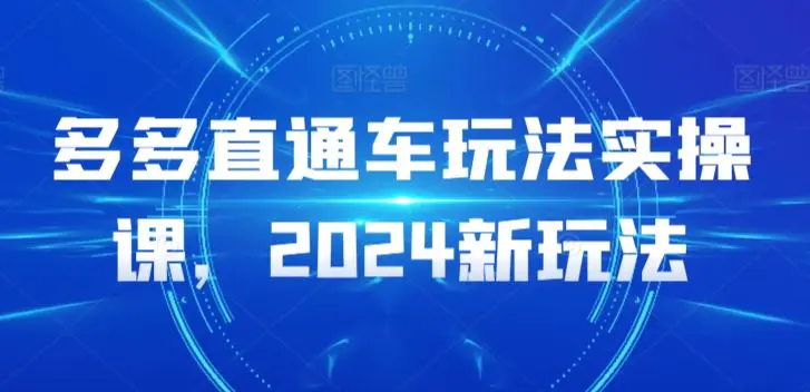 多多直通车玩法实操课，2024新玩法-韬哥副业项目资源网