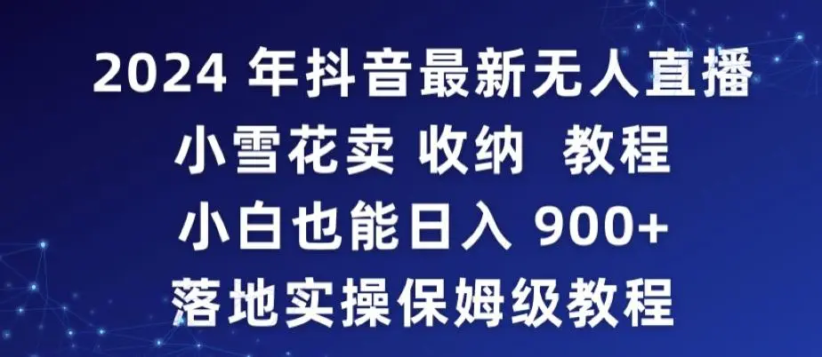 2024年抖音最新无人直播小雪花卖收纳教程，小白也能日入900+落地实操保姆级教程【揭秘】-韬哥副业项目资源网