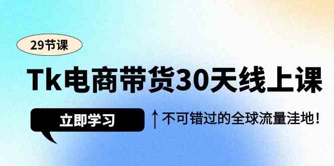 Tk电商带货30天线上课，不可错过的全球流量洼地（29节课）-韬哥副业项目资源网