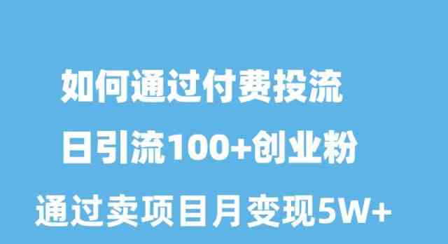 （10189期）如何通过付费投流日引流100+创业粉月变现5W+-韬哥副业项目资源网