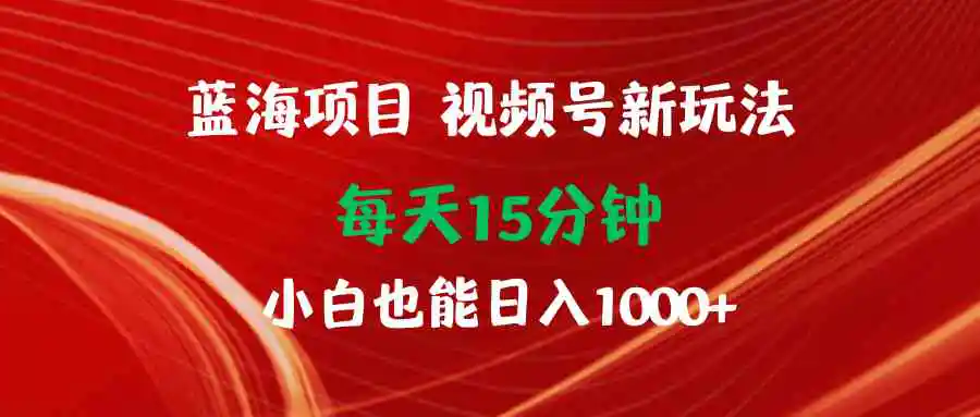 （9813期）蓝海项目视频号新玩法 每天15分钟 小白也能日入1000+-韬哥副业项目资源网