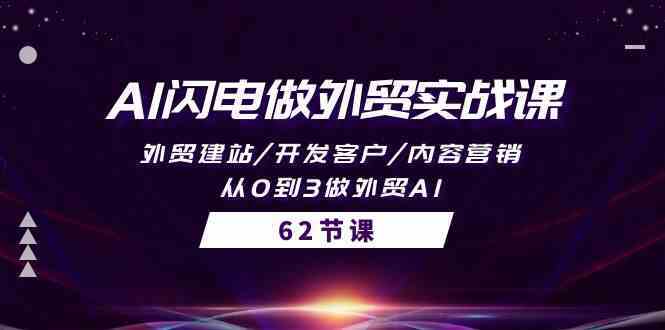 AI闪电做外贸实战课，外贸建站/开发客户/内容营销/从0到3做外贸AI（61节）-韬哥副业项目资源网