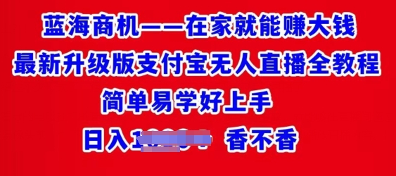 在家也能挣大钱全新全新升级支付宝钱包无人直播全实例教程，简单易学的好上手-韬哥副业项目资源网