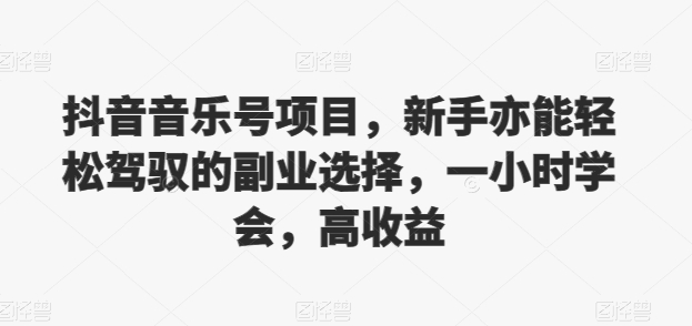 抖音的音乐号新项目，初学者亦可轻松hold的第二职业挑选，一小时懂得，高回报-韬哥副业项目资源网