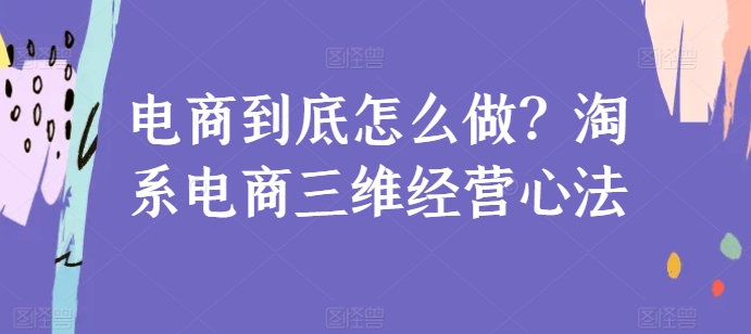 电商到底怎么做？淘系电商三维经营心法-韬哥副业项目资源网