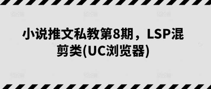 小说推文私教第8期，LSP混剪类(UC浏览器)-韬哥副业项目资源网