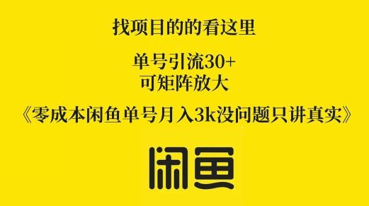 零成本闲鱼平台运单号月入3k没什么问题只谈真正-韬哥副业项目资源网