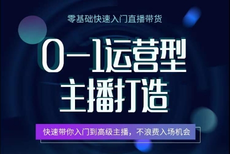 0-1经营型网络主播打造出，迅速陪你新手入门高端网络主播，避免浪费进场机遇-韬哥副业项目资源网