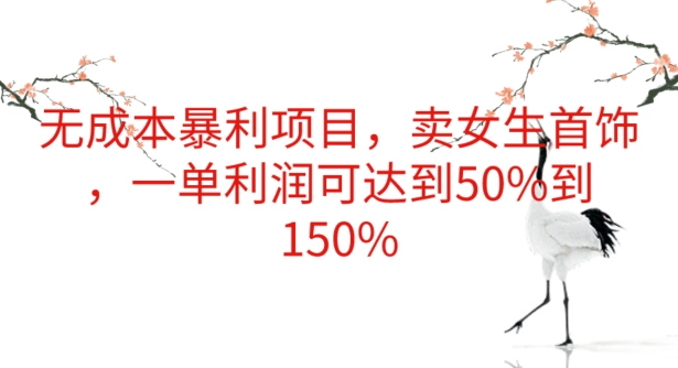 无成本暴利项目，卖女生首饰，一单利润可达到50%到150%-韬哥副业项目资源网