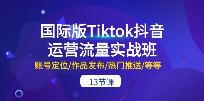 国际版Tiktok抖音运营流量实战班：账号定位/作品发布/热门推送/等等（13节）-韬哥副业项目资源网