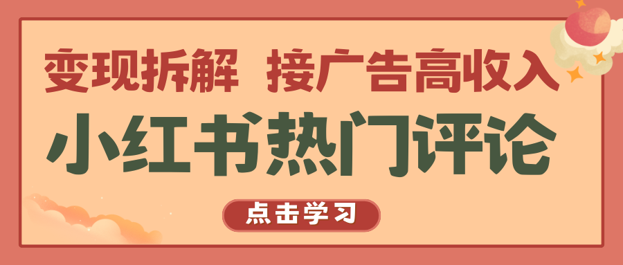 小红书的热门评论，转现拆卸，接推广高工资-韬哥副业项目资源网