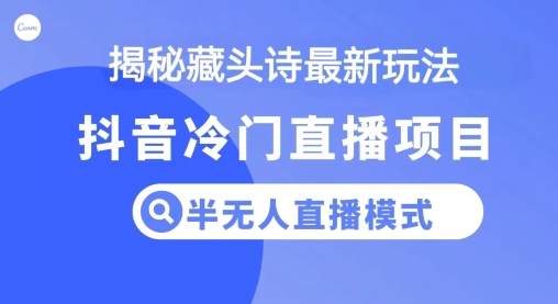 抖音蓝海藏头诗项目，半无人直播模式，小白轻松入手-韬哥副业项目资源网