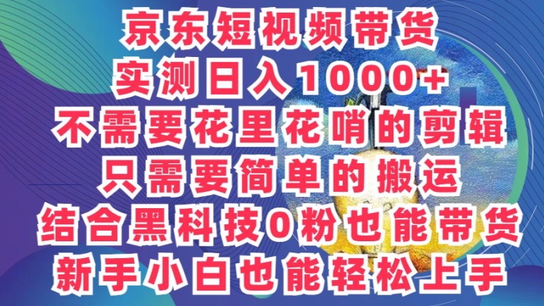 2024全新迷之操作，京东商城卖货新项目，不用花里花哨的视频剪辑，只需要简单的运送-韬哥副业项目资源网