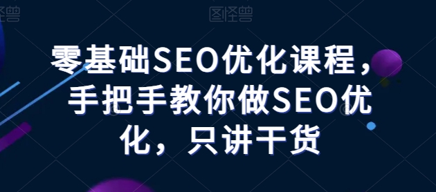 零基础SEO优化课堂，教你如何做SEO提升，只谈干货知识-韬哥副业项目资源网