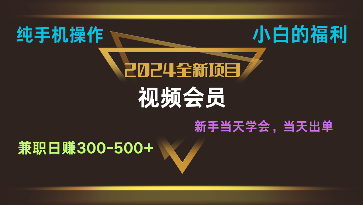 影视会员兼职日入500-800，纯手机操作当天上手当天出单 小白福利-韬哥副业项目资源网