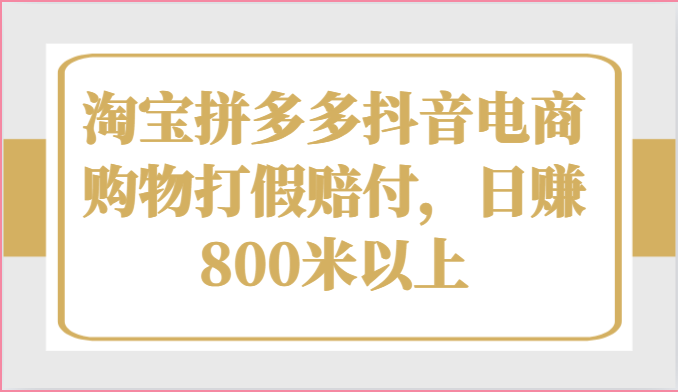 淘宝拼多多抖音电商购物打假赔付，日赚800米以上-韬哥副业项目资源网