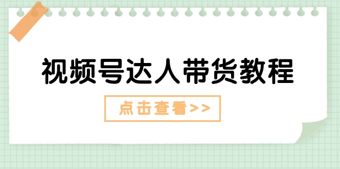 （11162期）视频号达人带货教程：达人剧情打法（长期）+达人带货广告（短期）-韬哥副业项目资源网