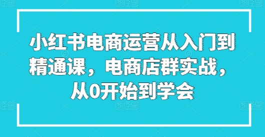 小红书电商经营实用教程课，电商店群实战演练，从0一直到懂得-韬哥副业项目资源网