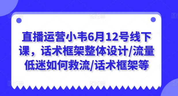 抖音运营小韦6月12号面授课，销售话术架构一体化设计/总流量不景气怎样救流/销售话术架构等-韬哥副业项目资源网