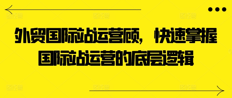 出口外贸国际站运营咨询顾问，快速上手国际站运营的底层思维-韬哥副业项目资源网