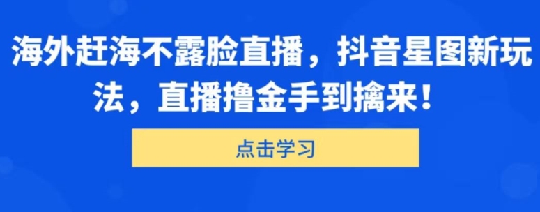 国外出海捕鱼不露脸直播，抖音星图新模式，直播间撸金游刃有余-韬哥副业项目资源网