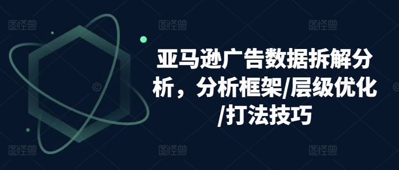 亚马逊广告数据信息拆卸剖析，研究框架/等级提升/玩法方法-韬哥副业项目资源网