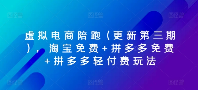 虚似电子商务陪跑(升级第三期)，淘宝免费 拼多多免费 拼多多平台轻付钱游戏玩法-韬哥副业项目资源网